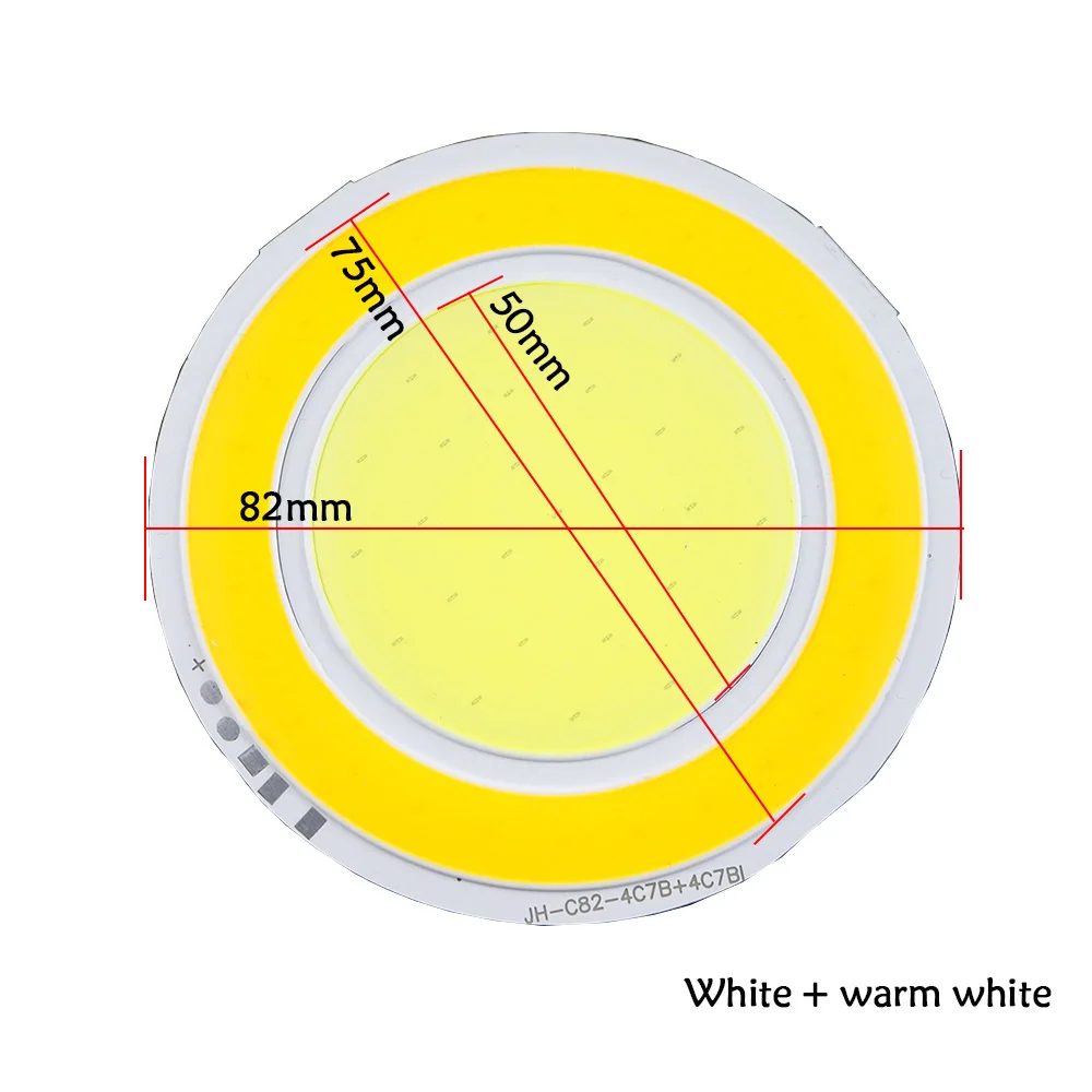 82 мм 5 Вт COB светодиодный ультра яркий круглый COB светодиодный белый+ теплый светильник источник света Diy 12 В 400 мА 3 года гарантии DIY светильник