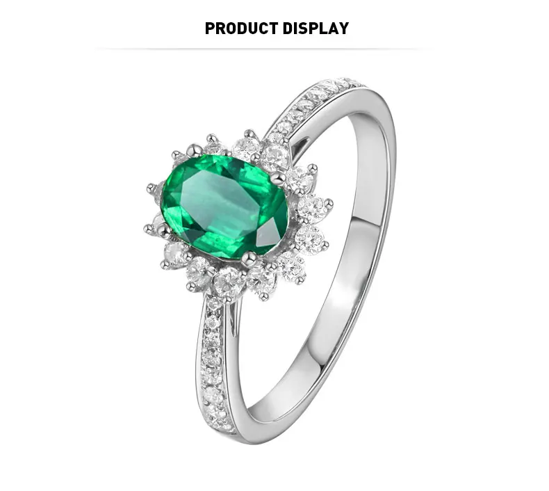 Кластерный стиль Подлинная 14K 585 Белое золото 3.0CT овальной формы AAA лабораторный из Колумбийского изумруда установка с Moissanite Fine Jewelry