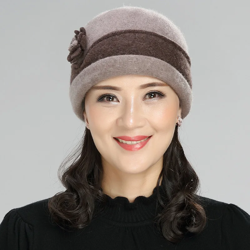 Warm Hat Grandmother Woolen Knitted Cap 