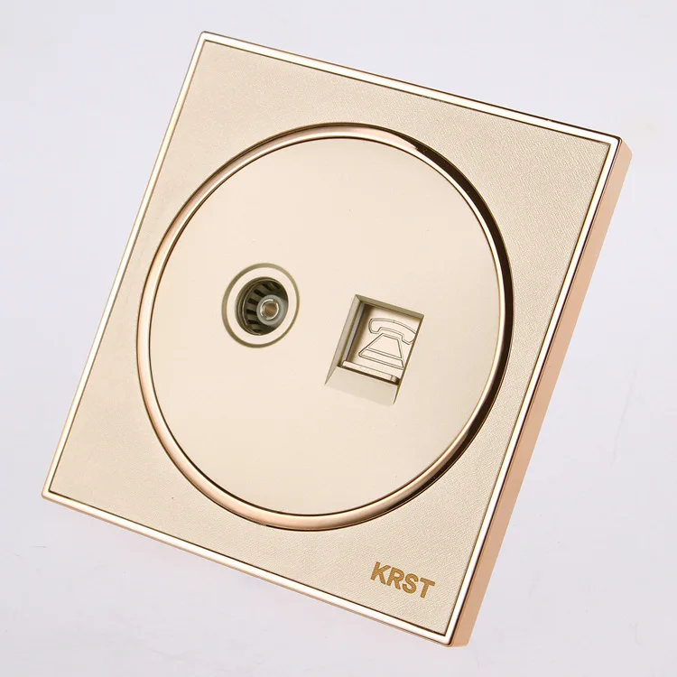 

Wall Switches And Sockets, 86 High-End Home Furnishing Round Extreme Gold Piano Paint, TV + Telephone Jack Panel, 10A PC110-250V