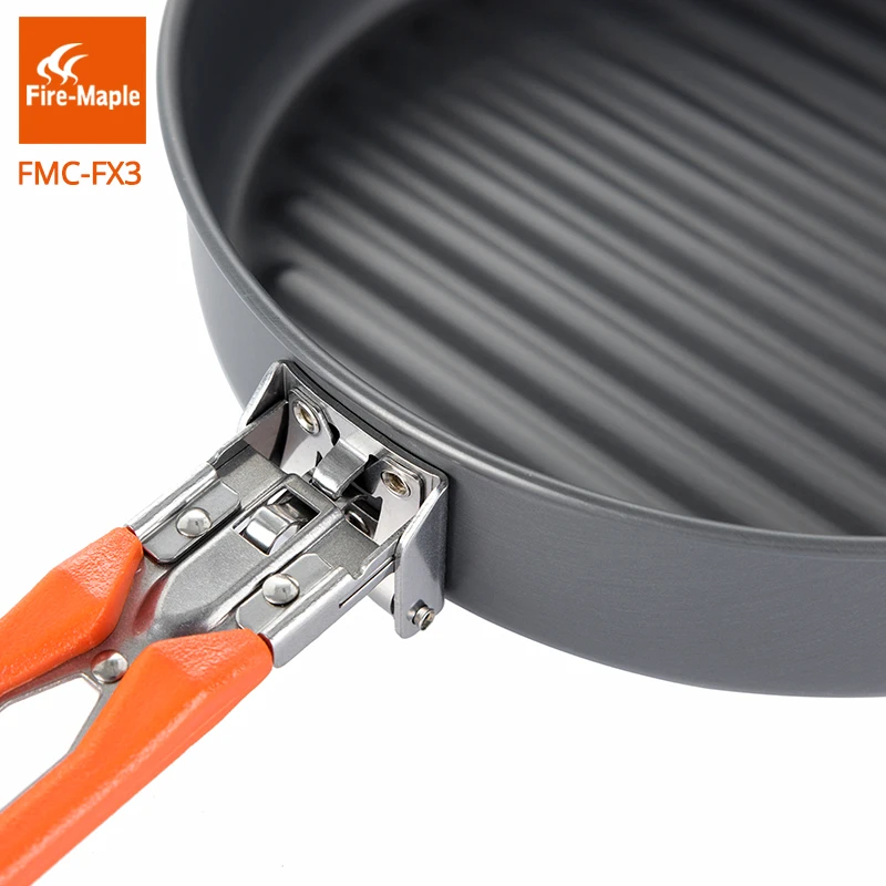 Fuego de arce fiesta Vulcano acampar al aire libre senderismo baño Pinic duro portátil de aleación de aluminio 0.9L sartén mango plegable FMC-FX3