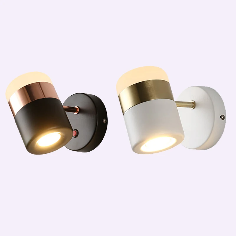 

Nordic modern LED wrought iron acrylic Wall Lamps 360 degree rotating creative aisle bedside mirror headlights