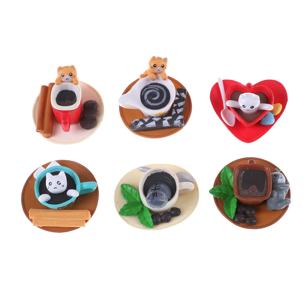 1pcs Kawaii Dessert Cat Miniature Dollhouse Kitchen Toys Home Decoration Accessories Decor Craft Toys Pretend Play Random send