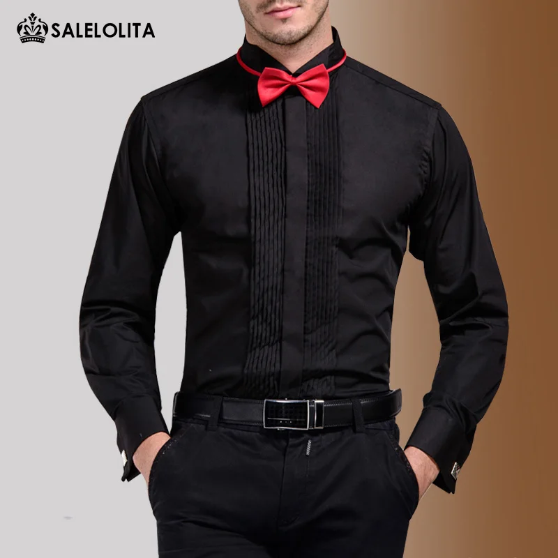 

Stage Performance Men's Shirts Long Sleeve Solid Shirts Best Men Wedding Groomsmen Dress Shirts