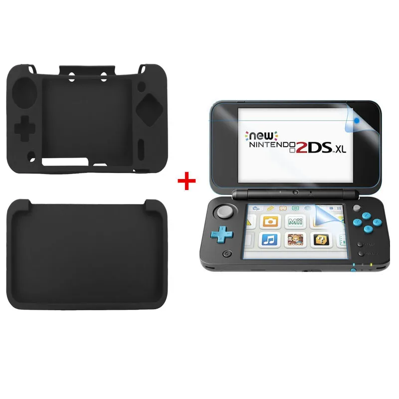 Силиконовый резиновый мягкий чехол Nintendo 2DS XL с защитной пленкой для экрана|Чехлы|