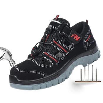 

Men's Work Safety Shoes Casual Men Sneakers Outdoor Steel Toe Cap Safety Boots Genuine Leather Sandals Anti-smashing Work Boots