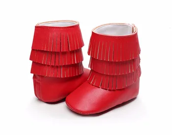 

New Arrived Pu Suede Leather 3Layer Tassel Moccasins Baby Newborn Baby Boots Infant First Step Keep Warm Shoes