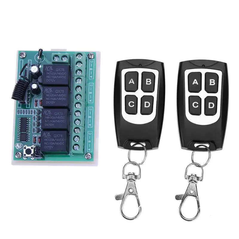 

DC 12V Four Channel Wireless Remote Control Switch 30 to 50M Remote Range Smart Electrical Switch
