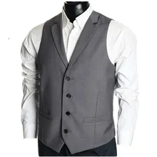 High quality custom men’s vest formal wedding the groom waistcoat lapels simple style single-breasted suit vest