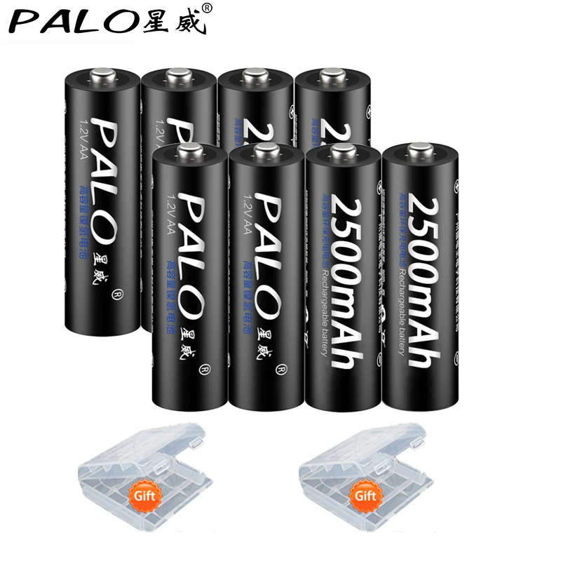 PALO 8* AA 1.2V 2500mAh Ni MH Rechargeable Battery For Toys Digital