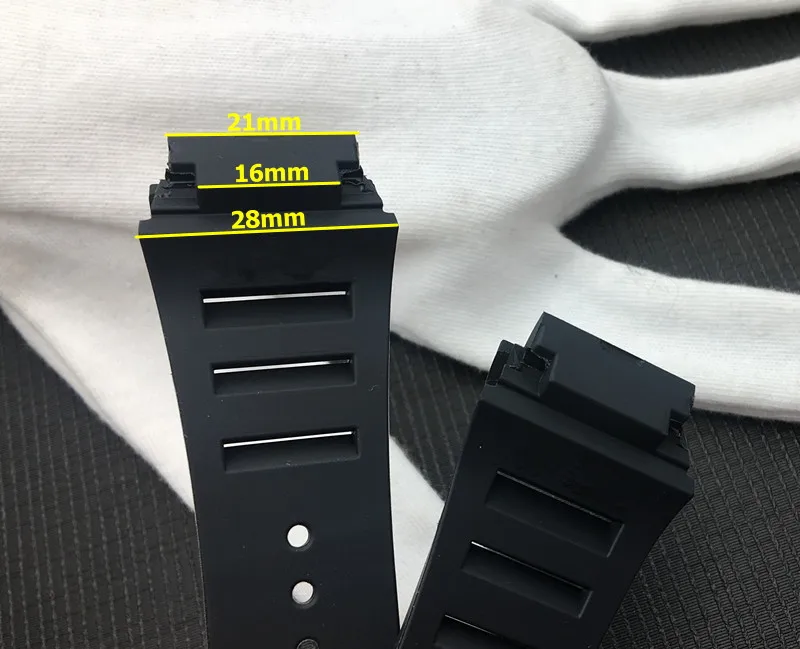 Мягкий качественный 25 мм натуральный мягкий силиконовый резиновый ремешок для часов Richard Watch Mille ремешок для браслета Пряжка пружинный бар Бесплатные инструменты