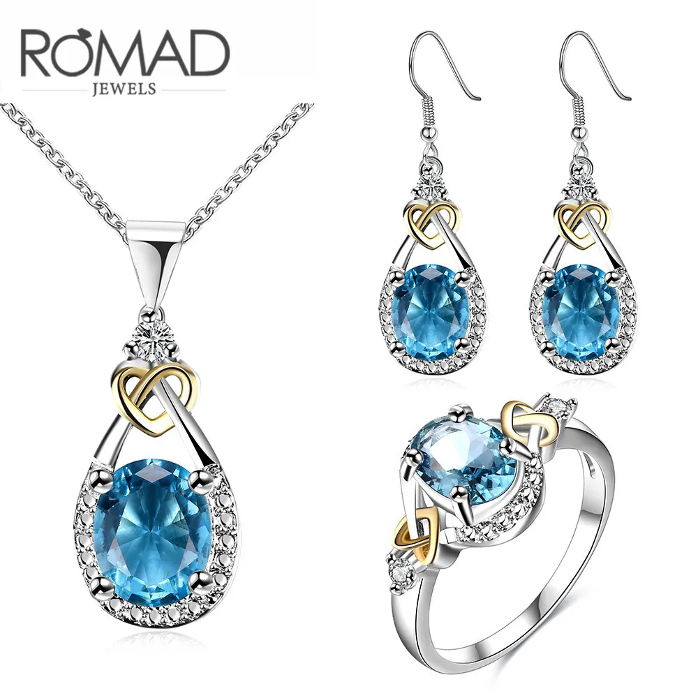 Three Combinations of Blue Zircon Necklace Suits and Fashion Wedding Jewelry Accessories Are Men