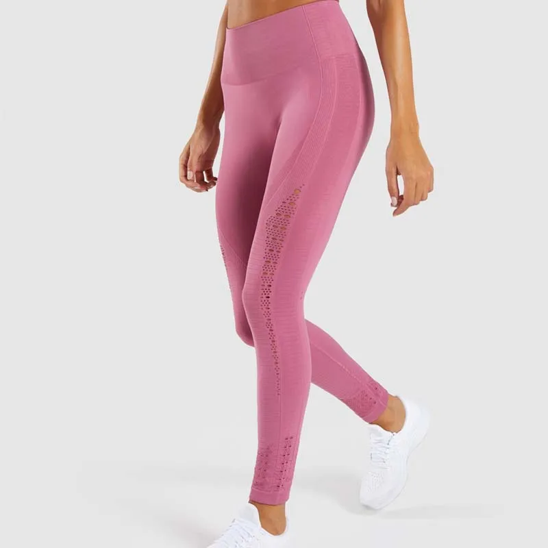 Новинка, энергетические бесшовные леггинсы с высокой талией, женские штаны для фитнеса, тренировок, йоги, пуш-ап, хип-ап, супер эластичные спортивные колготки для бега, спортзала - Цвет: dusky pink