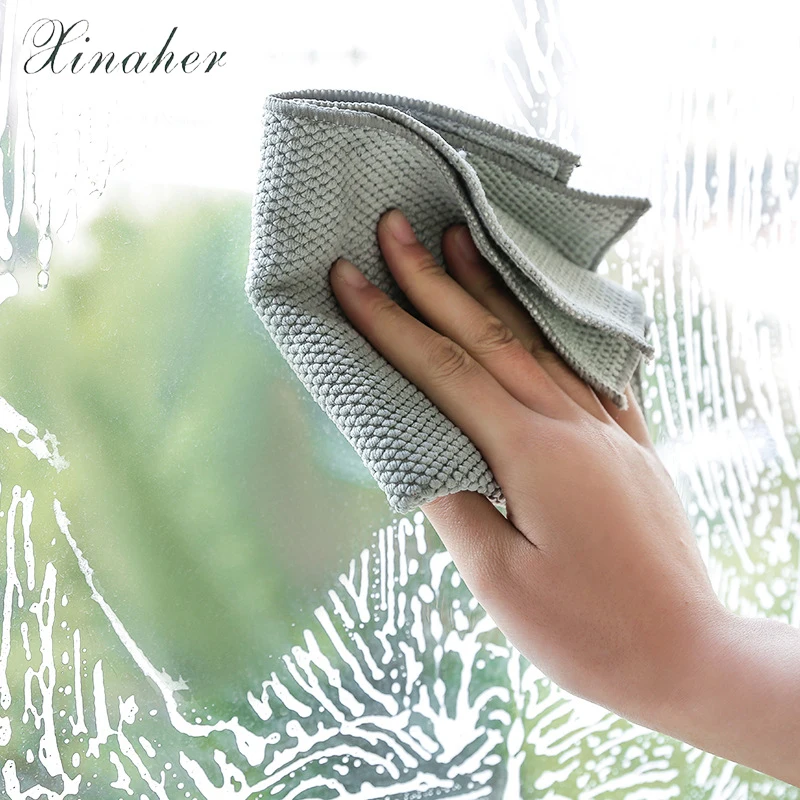 XINAHER 1pc Double faced Fish Scale Glass Cleaning Cloth Scales Rags
