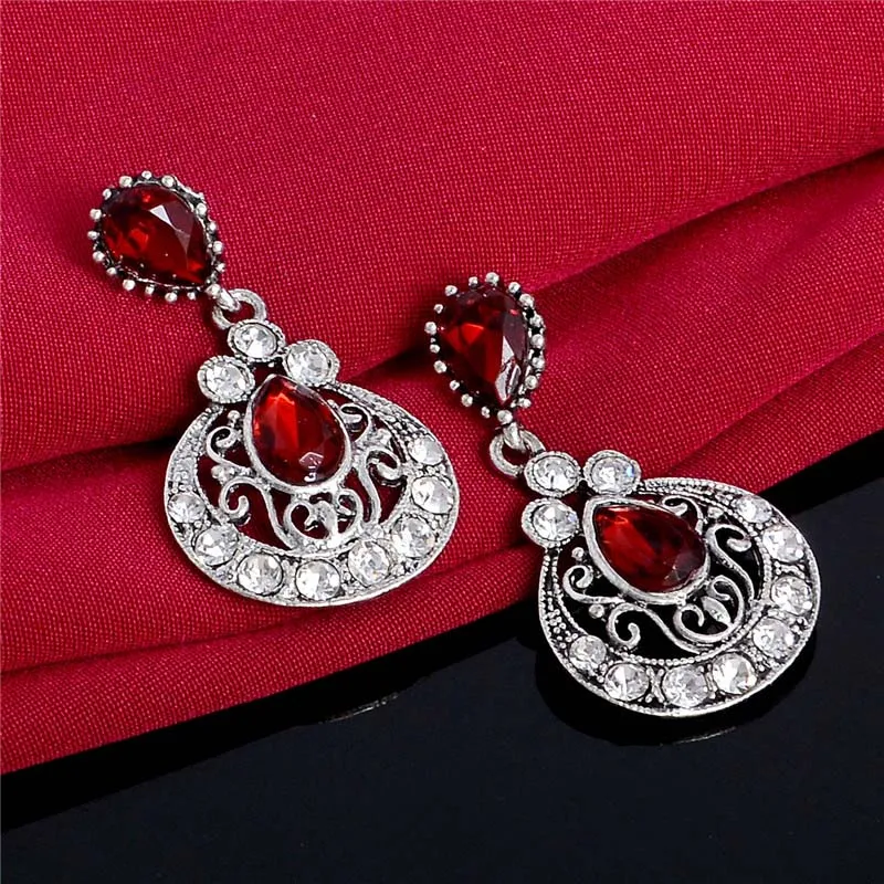 H: HYDE Модные Ювелирные наборы серебряный цвет винтажная цепочка ожерелье и кулон в форме капли воды образный узор серьги для женщин воротник