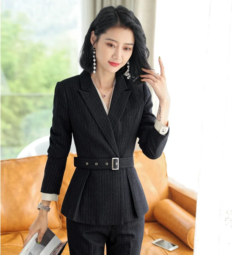 

Fashion Formal Ladies Black Blazers Women Outerwear Jackets Elegant Work Wear Clothes Office Uniform Designs