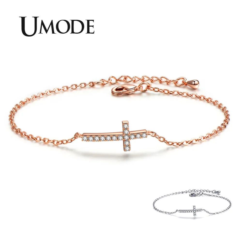 UMODE модный очаровательный браслет со скрещивающимися цепочками модные с чешскими кристаллами ювелирные изделия для женщин кубический цирконий регулируемый браслет корейский UB0146