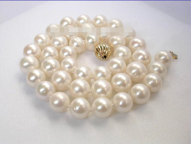 

FREE SHIPPING>>>@@ > natural round 11mm white pearls necklace^^^@^Noble style Natural Fine jewe &