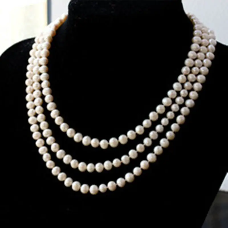

Hot sale new Style >>>>>BEAUTIFUL 64 INCH 8-9MM WHITE AKOYA PEARL NECKLACE AAA