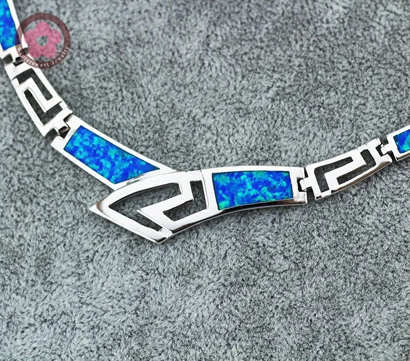 JZN0006 ожерелье в форме галстука, уникальный дизайн, высокое качество, голубой опал, драгоценный камень, серебряное ожерелье для шарма, женское ювелирное изделие, рождественский подарок