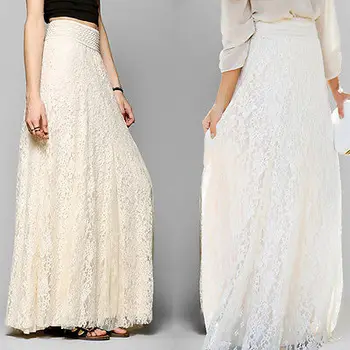 

NEW Women Double Layer Chiffon Pleated Retro Long Elastic Waist Skirt