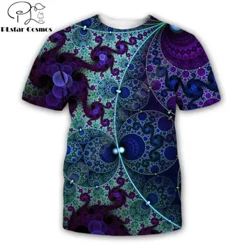 

2019 New Fashion Psychedelic T-shirt Fractal Art Abstract Graphics 3D Print Men Women Summer Streetwear Casual T shirts KS-058