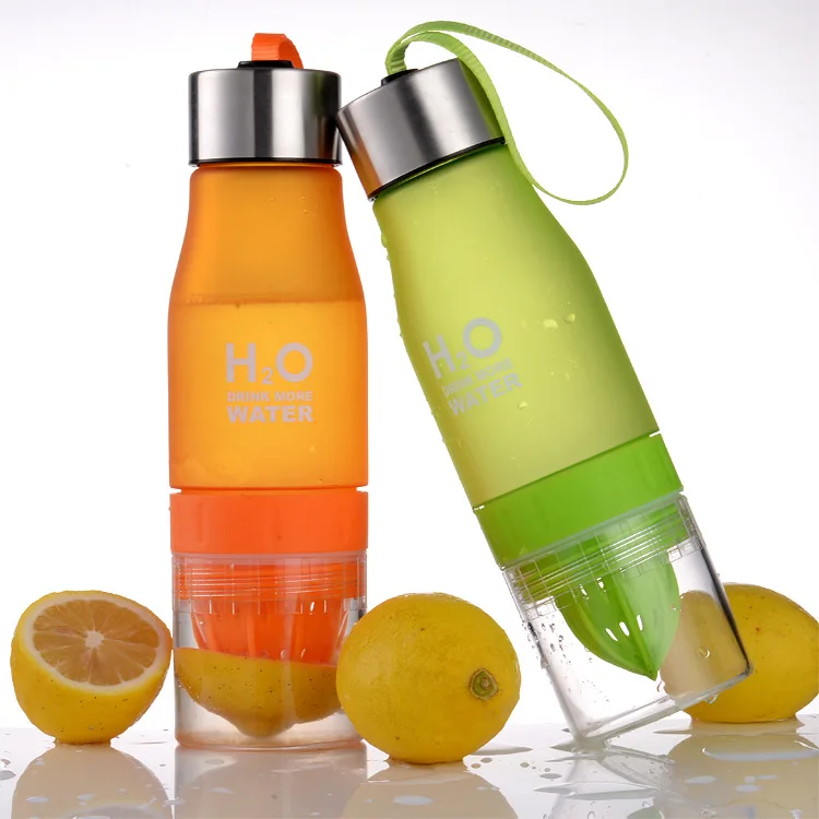 Camping Colorful Health Water Infuser Lemon Juice Bottle Shaker Frosted