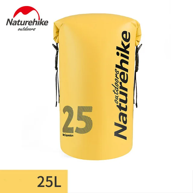 Naturehike Открытый Водонепроницаемый сухой мешок для хранения плавания Наплечные ремни Дрифтинг сумка речной треккинг сумки 10L/15L/25L - Цвет: Yellow 25L