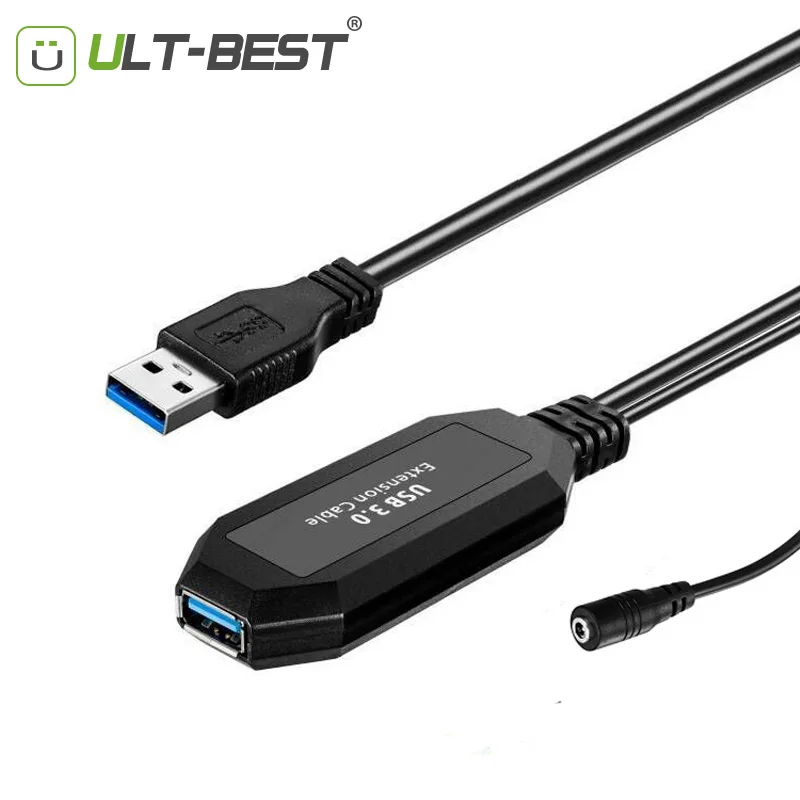 US $22.78 ULTBest USB 30 Extension Cable 5M USB30 Active Repeater A Male To A Female Long Cables With Signal Booster Chips DCJack