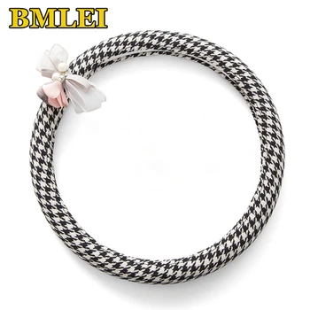 

Newest Car Accessories Grid Printing Steering Wheel Cover Cute Healthy Breathable Universal 38cm For Women Girl For ford focus