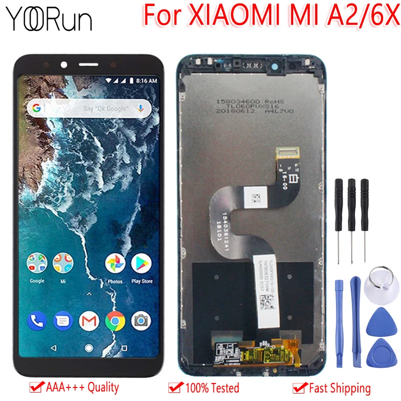 

5.99" Original Display For XIAOMI Mi A2 LCD Touch Screen With Frame Assembly For XIAOMI Mi 6X LCD Digitizer Replacement Parts