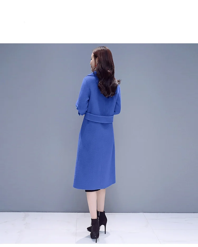 Cachemire black De Longues Nouvelle Mode 752 Automne Manteau Femelle Hiver D'hiver Manteaux Long Veste Femmes Manches Blue Élégantes Laine HUAB5w6q