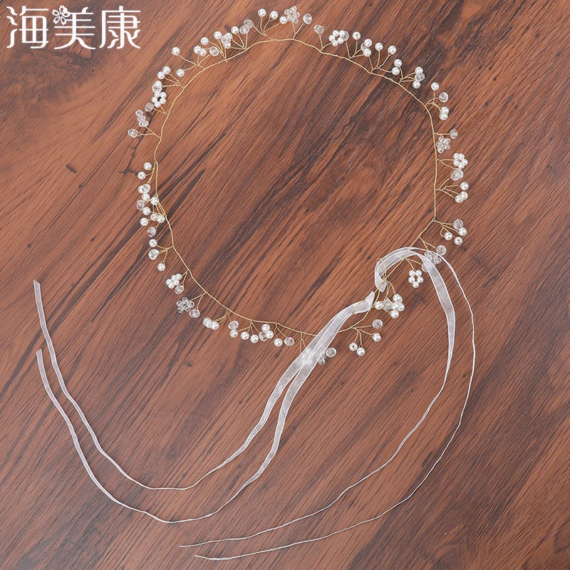 

Haimeikang Crystal Bridal Wedding Head Piece Bride Headwear Headband Hair Band Handmade Flower Women Party Jewelry Accessories