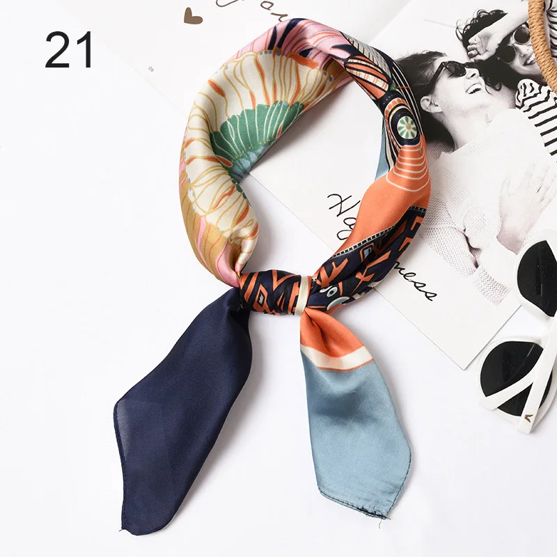 70*70 см шелковый шарф для женщин весна осень элегантный квадратный шарф с принтом женское украшение Профессиональный литературный женский шарф - Цвет: 21