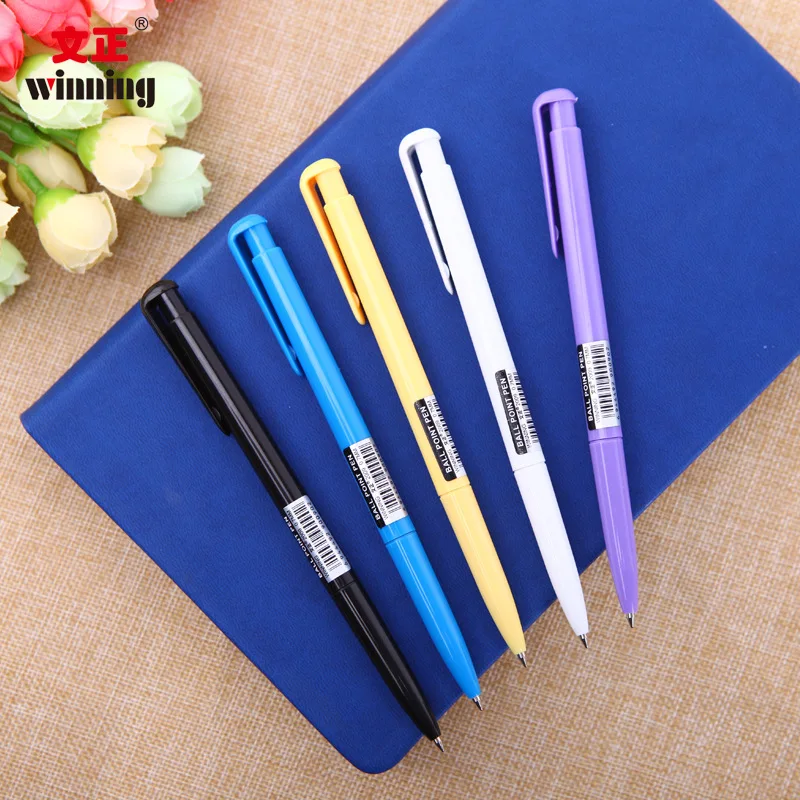 5PCS Simple ball pen plastic office stationery pen wholesale