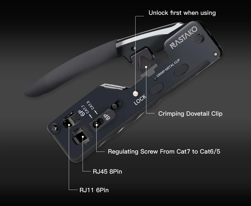 RJ45 Crimper RJ45 Crimping Tool Cat7 Cat6A Connector Network Tools Pliers For Cat7 Cat6 Cat5 RJ11 Crimps Metal Clip Modular Plug ethernet cable tracer