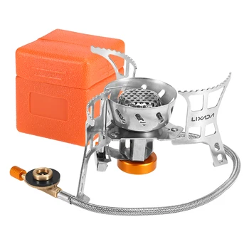 

Portable Windproof Camping Gas Stove Outdoor Cooking Stove Foldable Split Burner with Gas Conversion Head Adapter Outdoor Stove