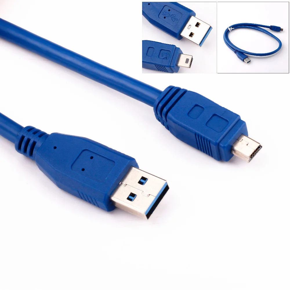 

Hot 1M Blue Superspeed USB 3.0 Type A to Mini B 10 Pin Male Adapter Cable Cord