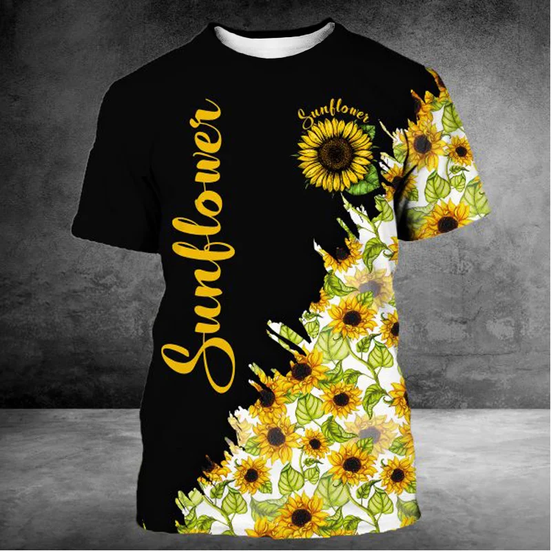 

fashion good quality sunflower 3d print t shirt Men Women fashion Harajuku Short sleeve flower t-shirt casual homme t shirt