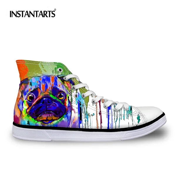 CC3333AK INSTANTARTS/модная мужская обувь с высоким берцем из вулканизированной кожи; крутая разноцветная парусиновая обувь на шнуровке с 3D-принтом собаки кота - Цвет: CC3333AK