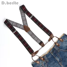 Для мужчин Регулируемая кнопки скобы для взрослых Эластичные подтяжки унисекс клетчатые подтяжки 3,5 см Ширина BD771