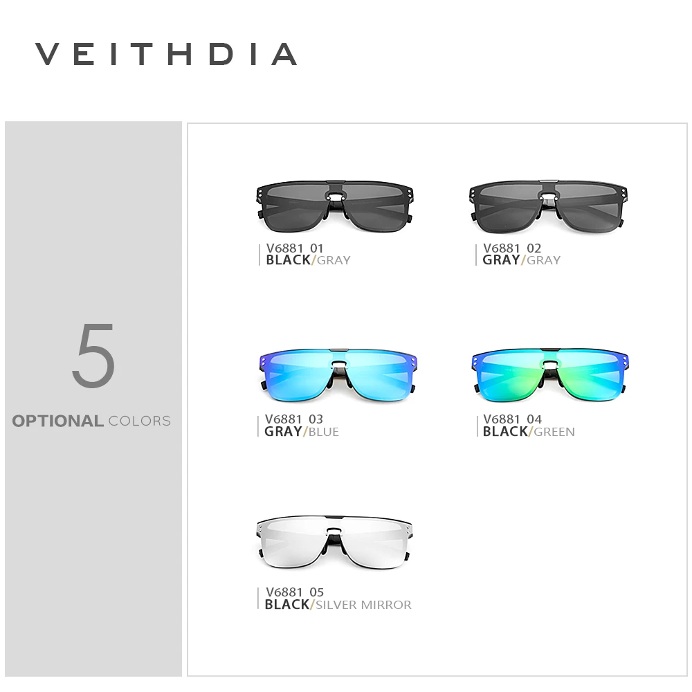 Comprar Marca VEITHDIA moda gafas de sol de aluminio Retro polarizadas integración lente Vintage accesorios gafas de sol para hombres V6881