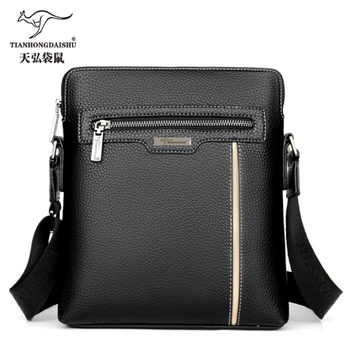 

Men's leather shoulder Messenger Bags men soft leather Messenger bag male business IPAD casual vertical bag man's handbag 2018