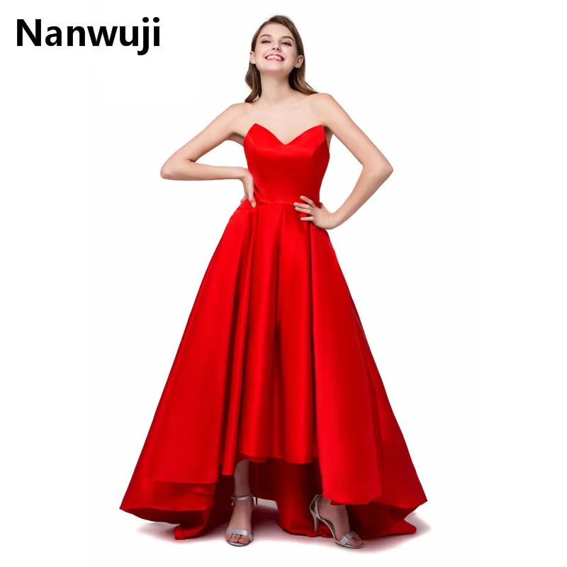 

Cheap Long Red Taffeta evening dresses 2017 robe de soiree High Low Formal Evening Gowns For Wedding Party Prom Dresses
