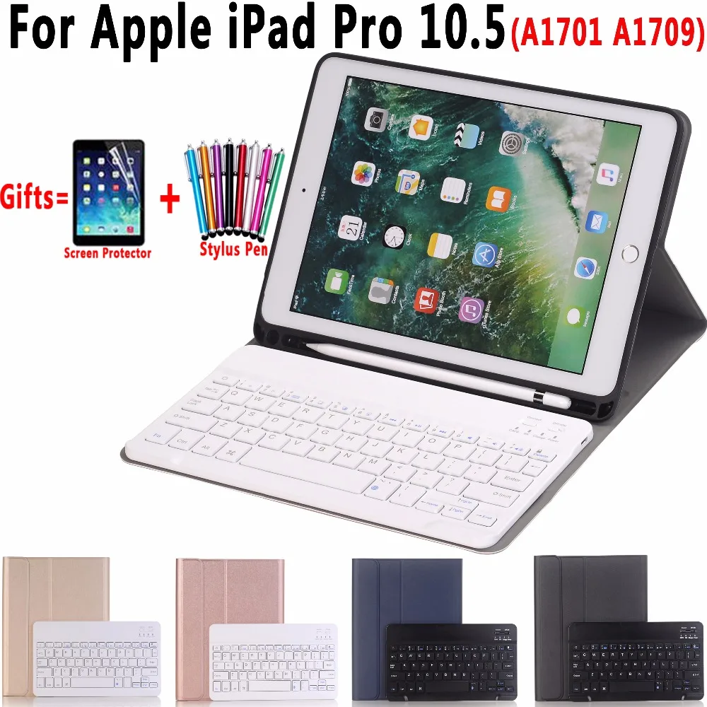 

Slim Wireless Bluetooth Keyboard with Pencil Slot Case Cover for Apple iPad Pro 10.5 inch 2017 A1701 A1709 Coque Capa Funda