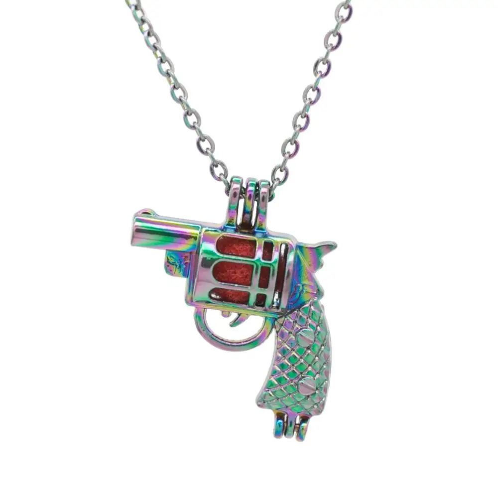 

REYOW 1pcs Multicolor Handgun Gun Bead Pearl Cages Locket Pendant Perfume Essential Oil Diffuser Jewelry Making Bracelets DIY
