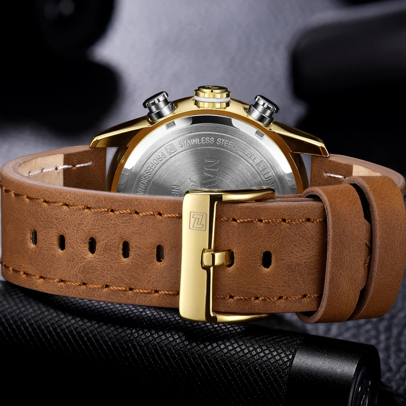  Men Watches NAVIFORCE Top Brand Luxury Leather Sports Wrist Watch Men Waterproof Military Quartz Di