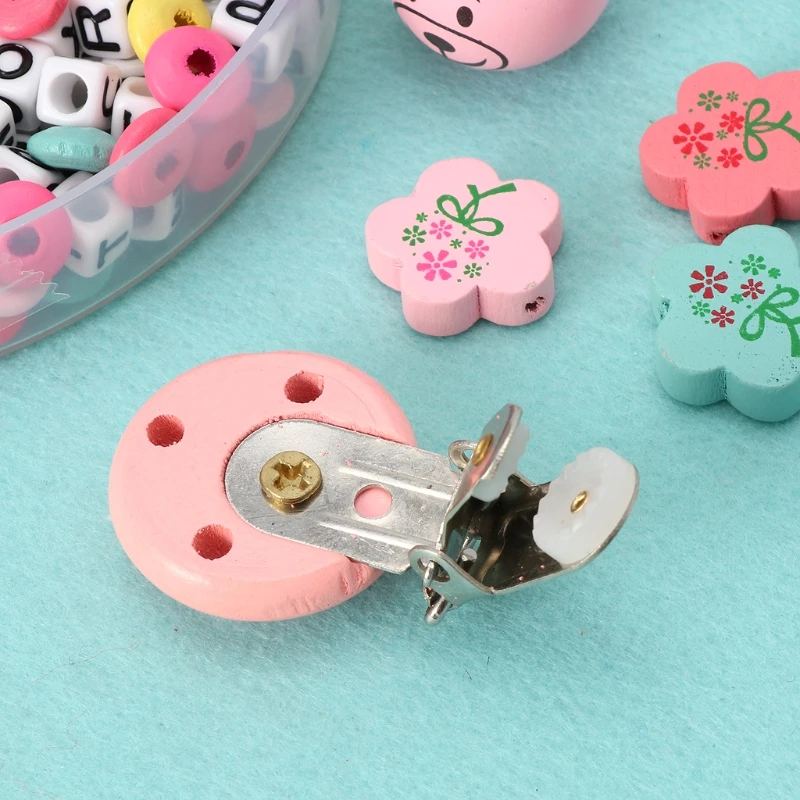 Baby Pacifier Chain DIY Set Jewelry Gift Unfinished Wooden Beads Pacifier Clips Diy