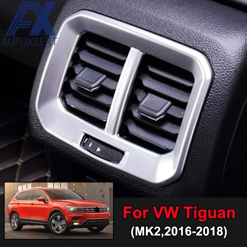 AX хромированное внутреннее зеркало заднего, устанавливаемое на вентиляционное отверстие в салоне автомобиля крышка подлокотник отделка воздуха на выходе рамка стикер украшения для Volkswagen VW Tiguan MK2