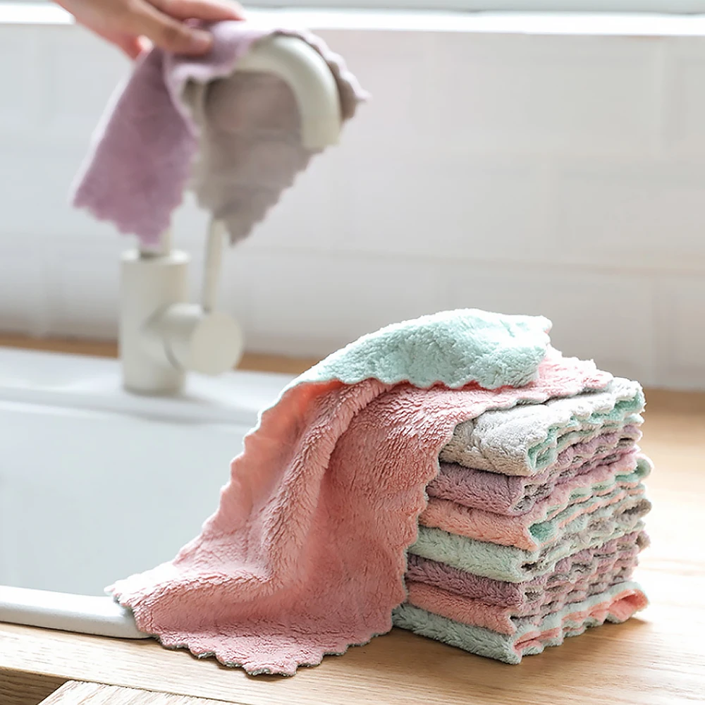 

Mealivos 10 pcs Super Absorbent Microfiber kitchen dish Cloth High-efficiency tableware Household Cleaning Towel kichen tools